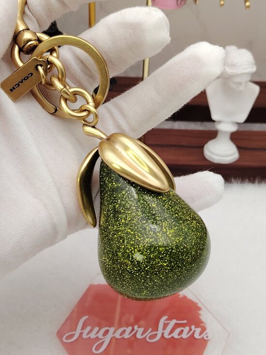 Coach Accessories - Coach Pear Bag Charm CAX73 Brass/Green Keychain Coach Bag Accessories